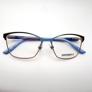 Superdry Sdo W502T Eyeglass Frames Metal Cat Eye Navy Blue Fade Gold 56-16-145